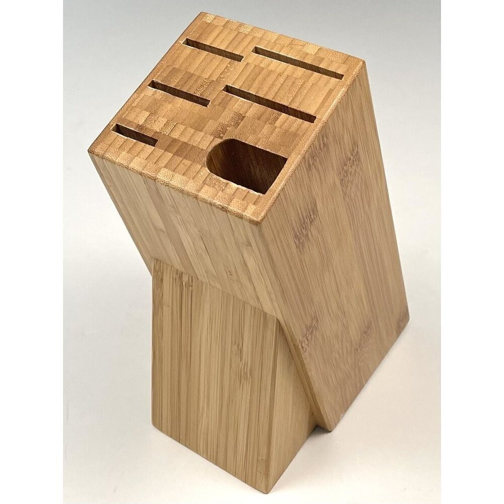 IKEA HYVLA 6-Slot Solid Bamboo Kitchen Knife Block Holder 302.938.98 22516 EUC